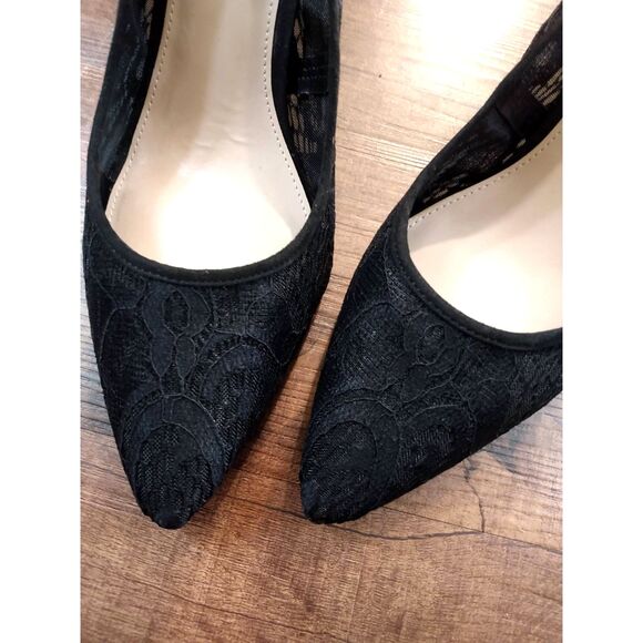 Kelly & Katie Black 11M Lace Heeled Pointed Toe Stiletto Pumps - Picture 1 of 7